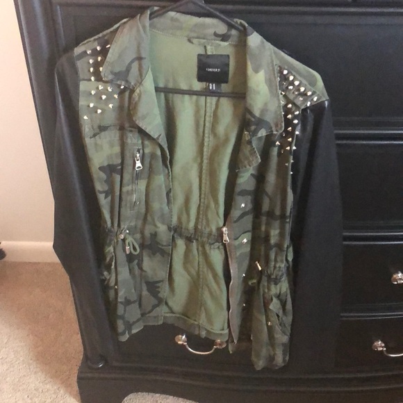 Jackets & Blazers - Leather camo jacket